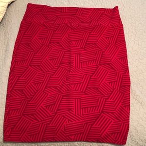 Red LuLaRoe Cassie Pencil Skirt